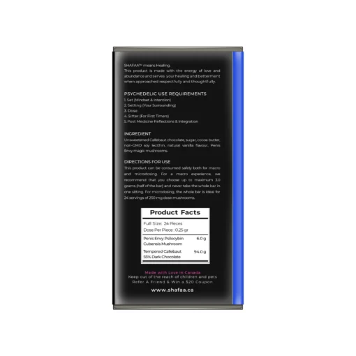 Shafaa Penis Envy Magic Mushrooms Dark Chocolate Bar Edibles